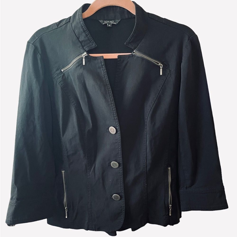 BLACK‎ JACKET WITH ZIPPER ACCENTS BY RENUAR, SZ 10